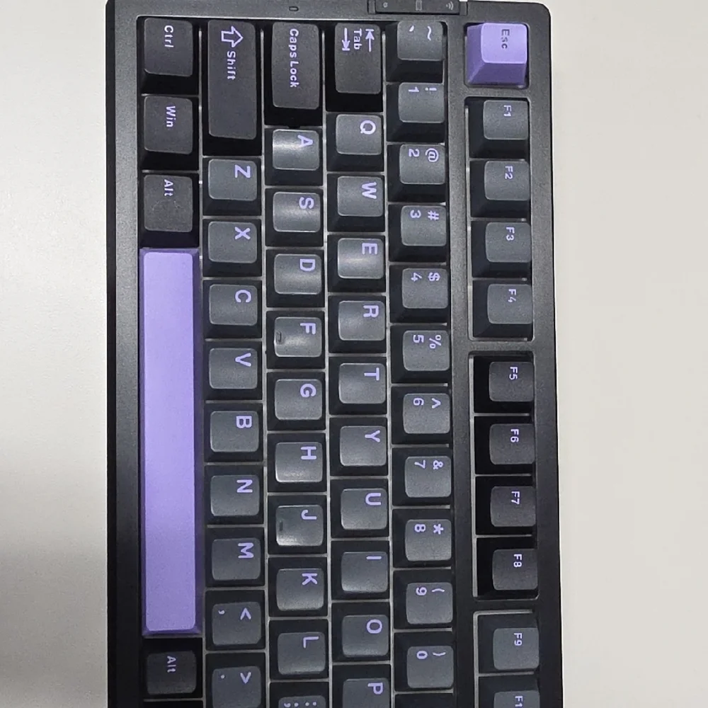 Mechanical Keyboard with Purple and Black Keys